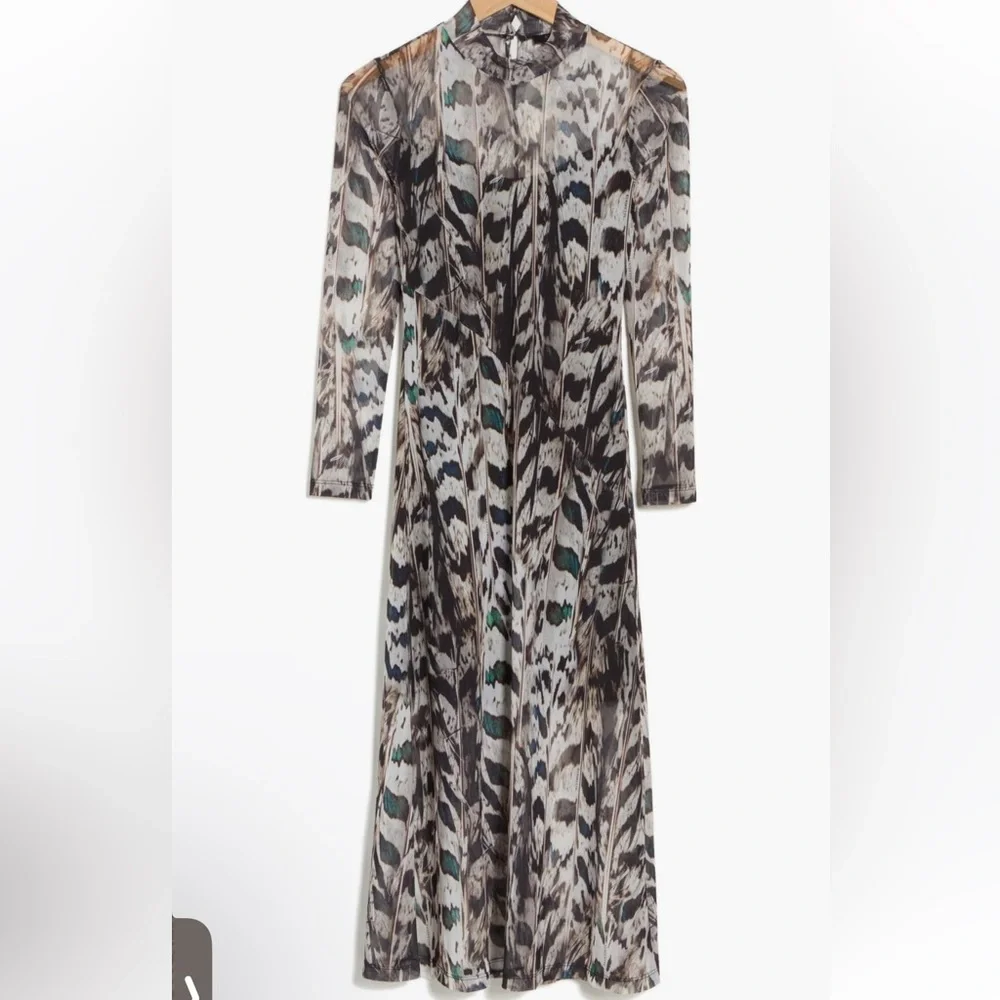 NWT AllSaints Hanna Ines Long Sleeve Mesh Midi
Dress Size 6 - Picture 9 of 10